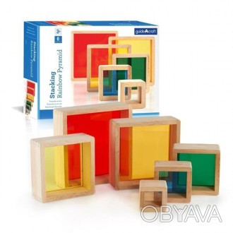 Шість блоків у вигляді квадратів різних розмірів з дерев'яними рамами і кольоров. . фото 1