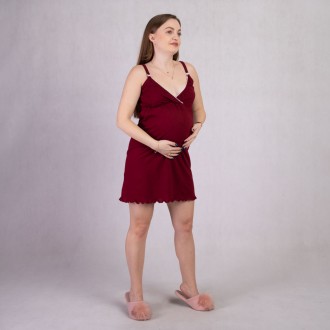 Ночная рубашка женская на тонких бретельках для беременных и для кормящих мам бо. . фото 3