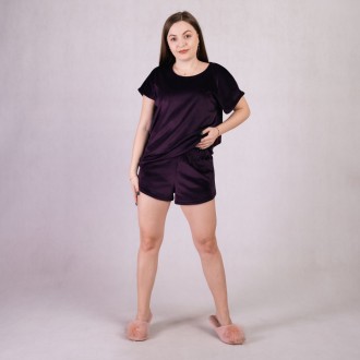 Пижама велюровая женская шорты и футболка однотонная фиолетовый р.46-54
Летняя в. . фото 2