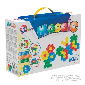 Мозаика-пазлы состоит из цветных шестиугольников (60 деталей), из которых малыш . . фото 1