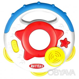 Музыкальная игрушка-погремушка "Бубен" со специальными музыкальными кнопочками, . . фото 1