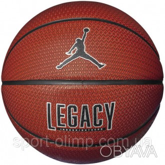 М'яч баскетбольний JORDAN LEGACY 2.0 8P DEFLATED AMBER/BLACK/METALLIC SILVER. . фото 1