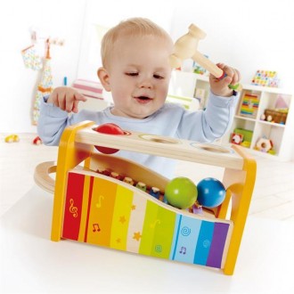 Іграшка-стучалка дерев'яна Hape Кульки та ксилофон сподобається діткам від 12 мі. . фото 4