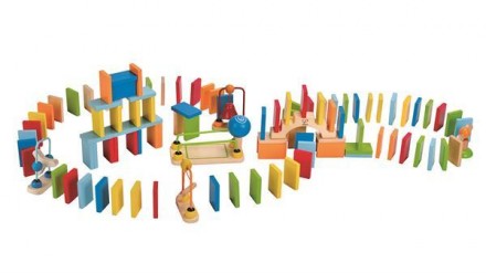 Цветное домино Hape Динамо — яркая игра для всей семьи. В наборе 107 элементов: . . фото 7