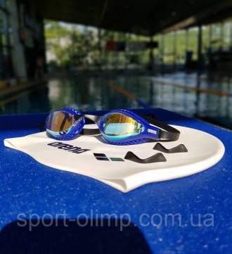 Очки для плавания Arena AIR-SPEED MIRROR Желтый, Медно-синий OSFM (003151-203 OS. . фото 4