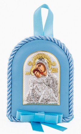Детская икона Кикская Милостивая Богородица 8x10см MA/D1121E-C на синий подушечк. . фото 2