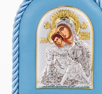Детская икона Кикская Милостивая Богородица 8x10см MA/D1121E-C на синий подушечк. . фото 3