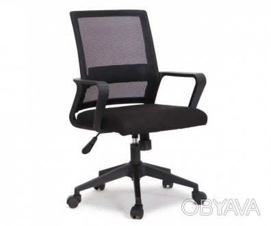 Сучасне офісне крісло, висока спинка з чорної сітки mesh, м'яке сидіння з чорної. . фото 1