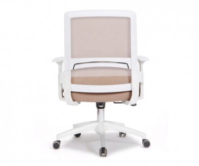 Офісне крісло, висока спинка з чорної сітки mesh, пластикові підлокітники білого. . фото 4