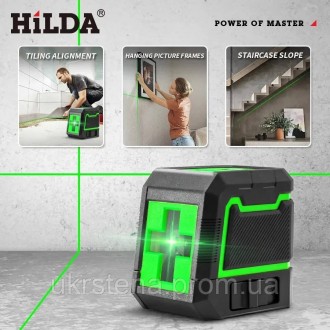 Компактний лазерний рівень Hilda mini з функцією самонівелювання. 
2 зелені пром. . фото 2