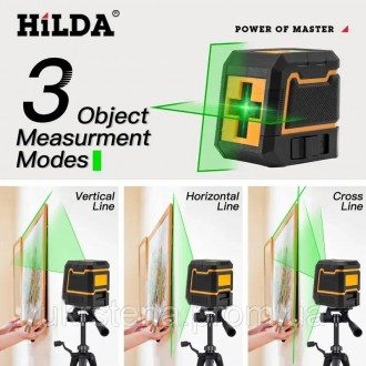 Компактний лазерний рівень Hilda mini з функцією самонівелювання. 
2 зелені пром. . фото 5