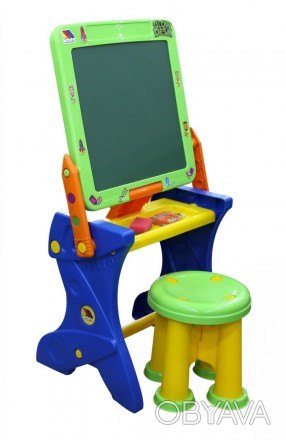 Функціональний дитячий столик, який легко трансформується в мольберт з дошкою дл. . фото 1