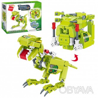 Дитяча іграшка конструктор 2 в 1 динозавр + куб 41203 Qman123 деталі в коробці 1
