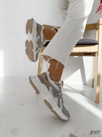 
 
Кросівки жіночі Vand білі + сірий + коричневий екошкіра 8107 розміри 37, 38, . . фото 5