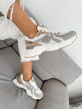 
 
Кросівки жіночі Vand білі + сірий + коричневий екошкіра 8107 розміри 37, 38, . . фото 4