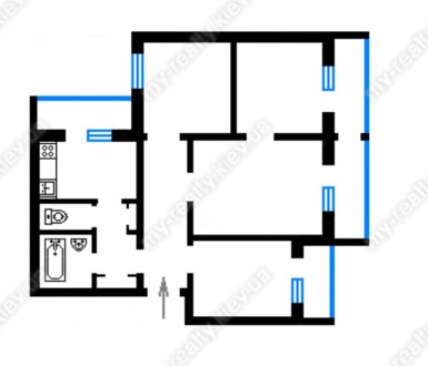  Гарне планування, за рахунок балкону можна збільшити кухню , раздільний санвузо. . фото 3