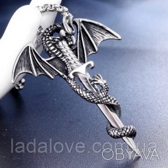 Кулон Меч дракона сріблястий на ланцюжку бельцер