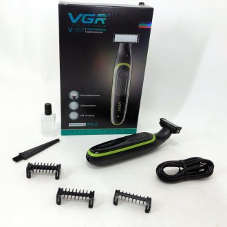 Чоловічий акумуляторний триммер для бороди та вусів VGR V-017 верстат для волого. . фото 9