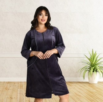 Купить Стильный велюровый халат для женщин в Украине
 Высококачественный женский. . фото 4