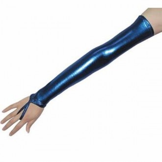 Синие длинные блестящие перчатки. Материал: латекс+винил.Изобретательности и фан. . фото 2
