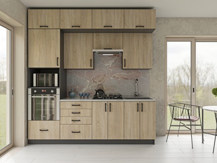 Кухня модульна Модест з фасадами ДСП пропонується в сучасній палітрі деревоподіб. . фото 7