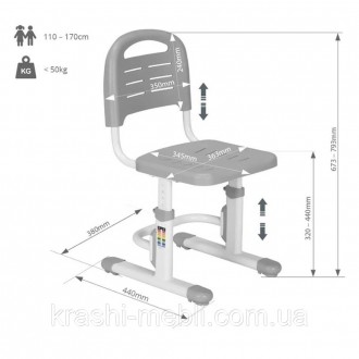 Дитячий стілець FunDesk SST3LS Grey — стильний, зручний і якісний стілець для ді. . фото 5