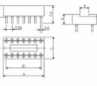  Цанговая панелька для микросхем IC гнездо dip-14pin.. . фото 4