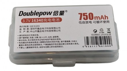  Аккумулятор LiIon Doublepow 16340 750mAh. 
 Технические характеристики Тип: Li-. . фото 4