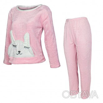 Женская пижама Lesko Bunny Pink M теплая флисовая