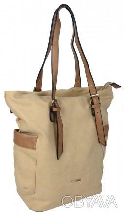 Вертикальная женская сумка из эко кожи Giaguaro бежевая