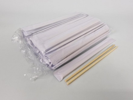 Палочки для суши бамбуковые круглые в бумажной индивидуальной упаковке. . фото 2