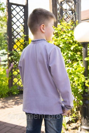Лляна вишиванка на хлопчика в сірому кольорі, страдиційна модель у стильному заб. . фото 3