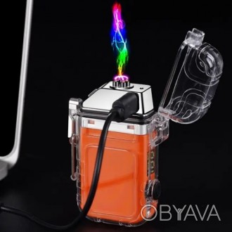 
 Электроимпульсная водонепроницаемая дуговая USB-209 зажигалка с фонариком 3W и. . фото 1