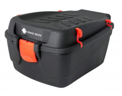 Кофр - контейнер на багажник велосипеда пластиковый черный с красным (20 литров). . фото 2