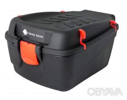 Кофр - контейнер на багажник велосипеда пластиковый черный с красным (20 литров). . фото 1