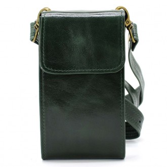 Шкіряна жіноча сумка-чохол панч GE-2122-4lx TARWA, зелена глянець, зелена зі шкі. . фото 3