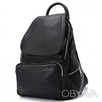 Шкіряний жіночий рюкзак Virginia Conti Italy - 03150_fblack. . фото 1