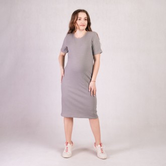 Платье в рубчик длинное для беременных с коротким рукавом серый 46-54р.
Это элег. . фото 4