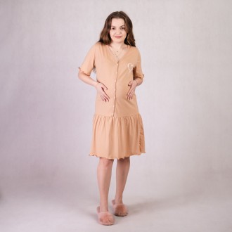 Платье с рюшами для беременных с коротким рукавом горчичный 44-54р.
Это элегантн. . фото 3