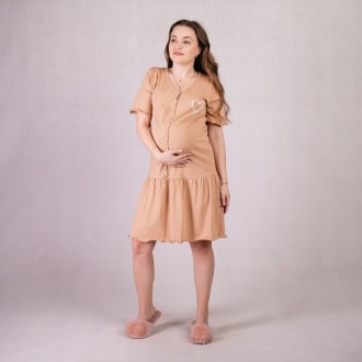 Платье с рюшами для беременных с коротким рукавом горчичный 44-54р.
Это элегантн. . фото 2