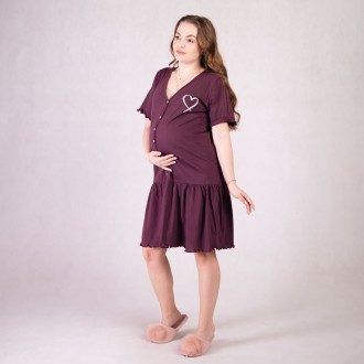 Платье с рюшами для беременных с коротким рукавом фиолетовый 44-54р.
Это элегант. . фото 4