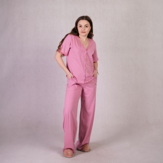 Пижама женская домашняя летняя футболка и штаны хлопок розовый 44-54р.
Женская л. . фото 3