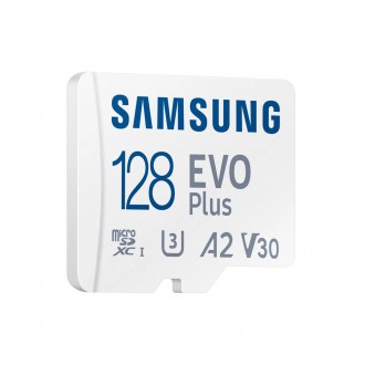 Карта памяти Samsung Evo Plus microSDXC 128GB UHS-I U3 V30 A2 + SD адаптер сочет. . фото 3