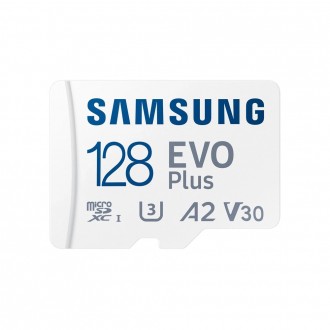 Карта памяти Samsung Evo Plus microSDXC 128GB UHS-I U3 V30 A2 + SD адаптер сочет. . фото 2