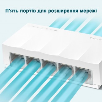 Коммутатор TP-Link LiteWave LS1005 представляет собой 5-портовое устройство с ав. . фото 3