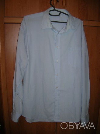 Рубашка мужская светло-серая Украина размер 52-54. Плечи-53, рукав-65, объем под. . фото 1