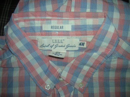 Рубашка мужская H&M  размер XL в серо-розовую клетку. Практически новая. Пле. . фото 2