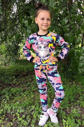 Детский спортивный камуфляжный костюм Лола для девочки. Полотно 2-х нитка с наши. . фото 2