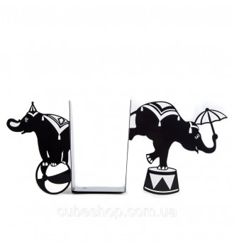Металлические держатели для книг "Цирковые слоны" - комплект из двух стильных чё. . фото 4