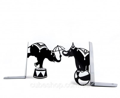 Металлические держатели для книг "Цирковые слоны" - комплект из двух стильных чё. . фото 5